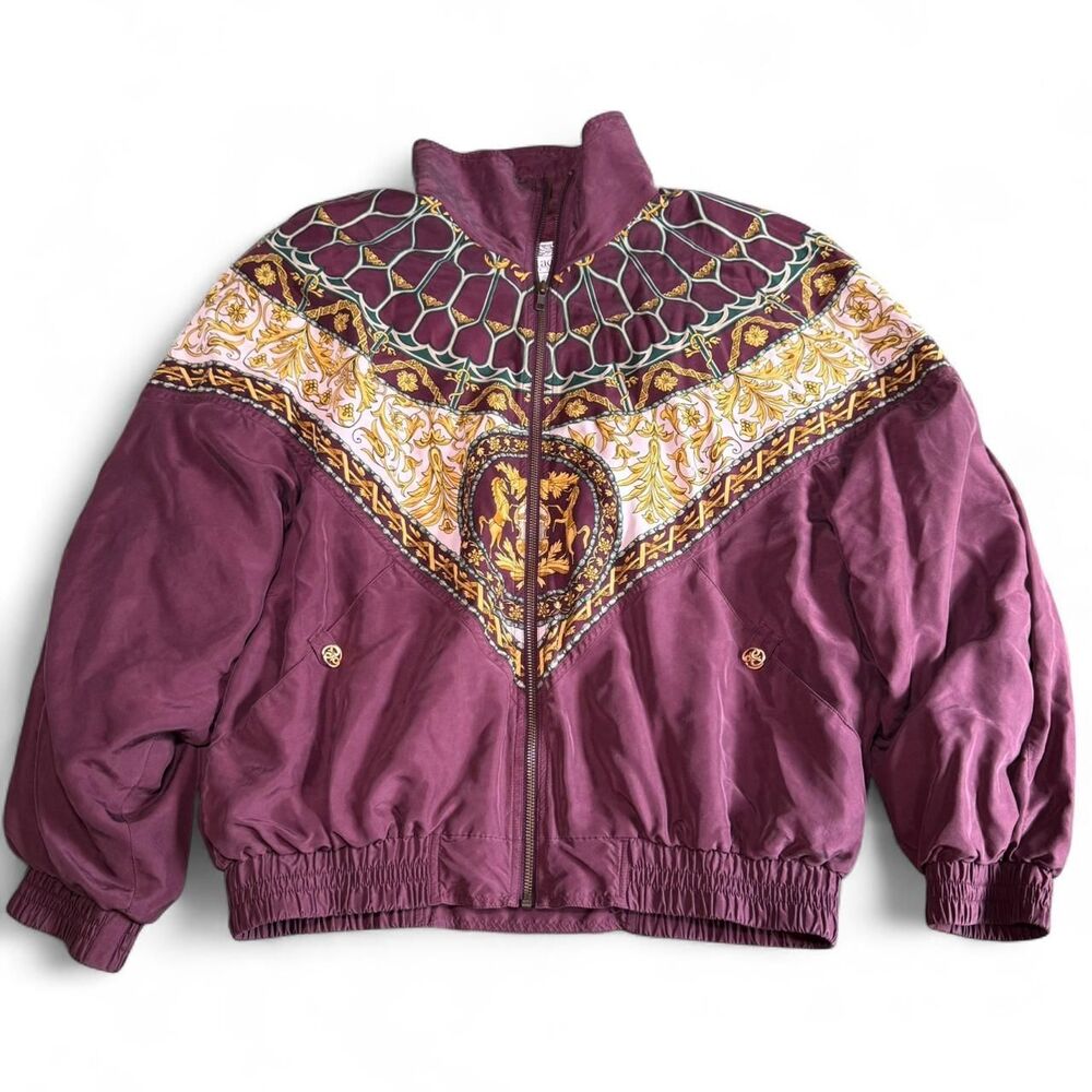 Vintage Giacca Sport Silk Baroque M Tracksuit Set - Purple Gold Windbreaker 80s